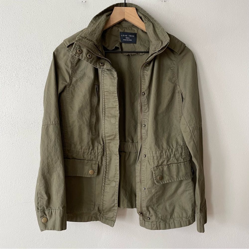 Love Tree Olive Green Utility Jacket